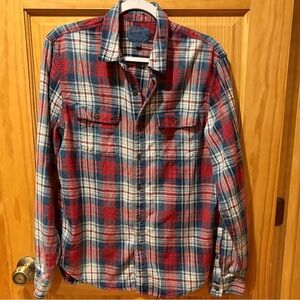 Lucky Brand mesa plaid flannel shirt. Classic fit pearl buttons Size M